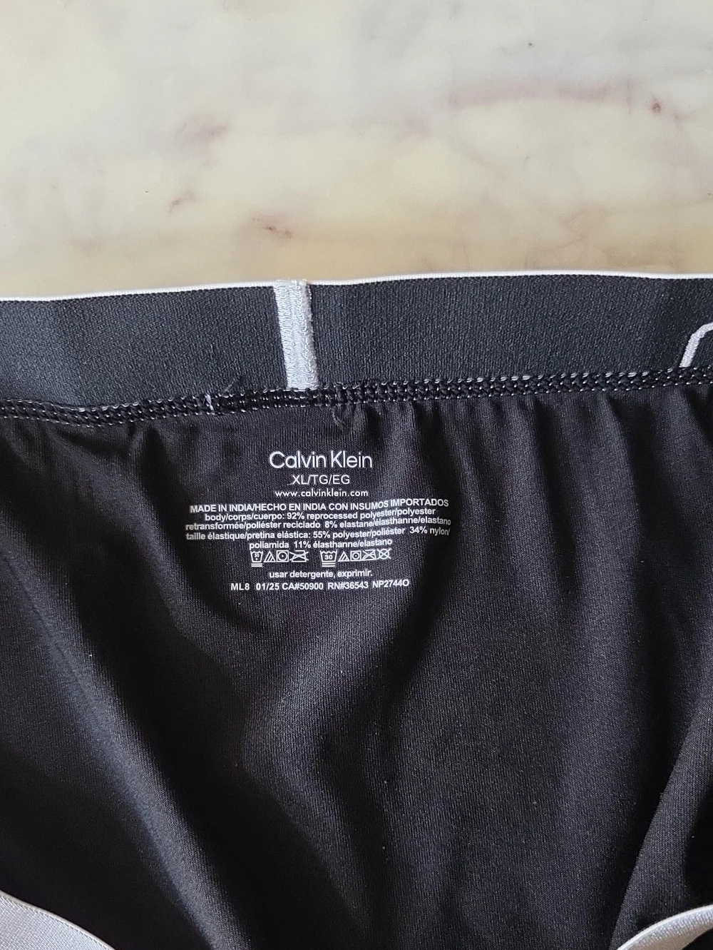 Calvin Klein Intense Power Hip Black Briefs with White Logo Waistband Sz XL